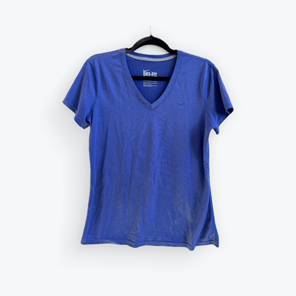NIKE DRI-FIT VEE NECK ATHLETIC TOP EUC Royal Blue Size Large